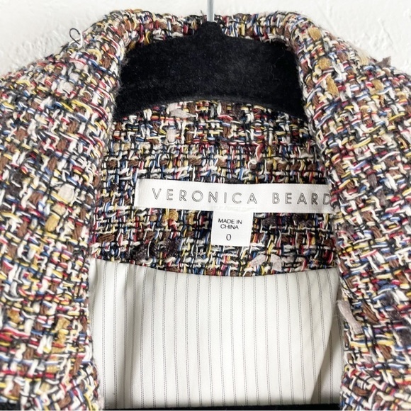 Veronica Beard Theron Double Breasted Tweed Blazer Jacket in Brown Multi Size 0 - Picture 4 of 10